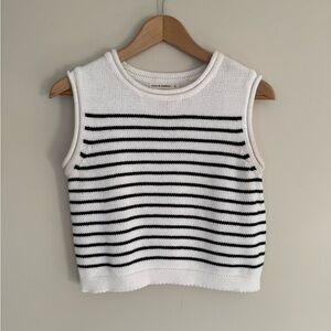 Moon & Madison Black & White Striped Knit Tank Top Sz S